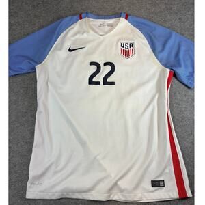 Nike USA USWNT Soccer Jersey Womens XL White #22 Authentic 2016 Swoosh Dri-Fit